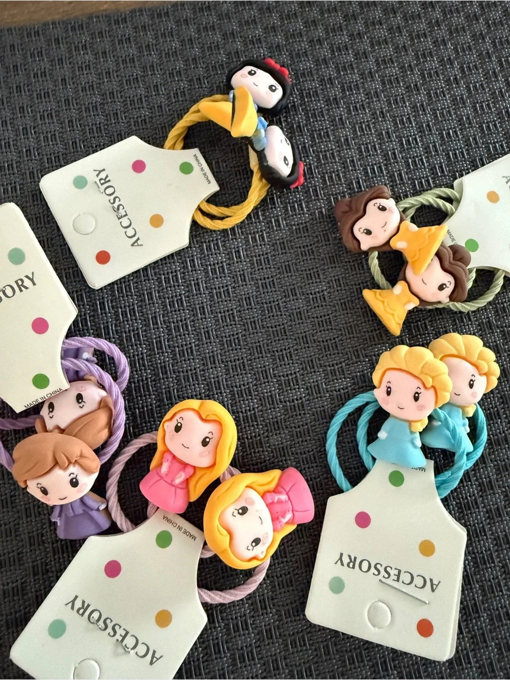 NWT Girls Cute Disney Princess Hair Ties - Assorted characters